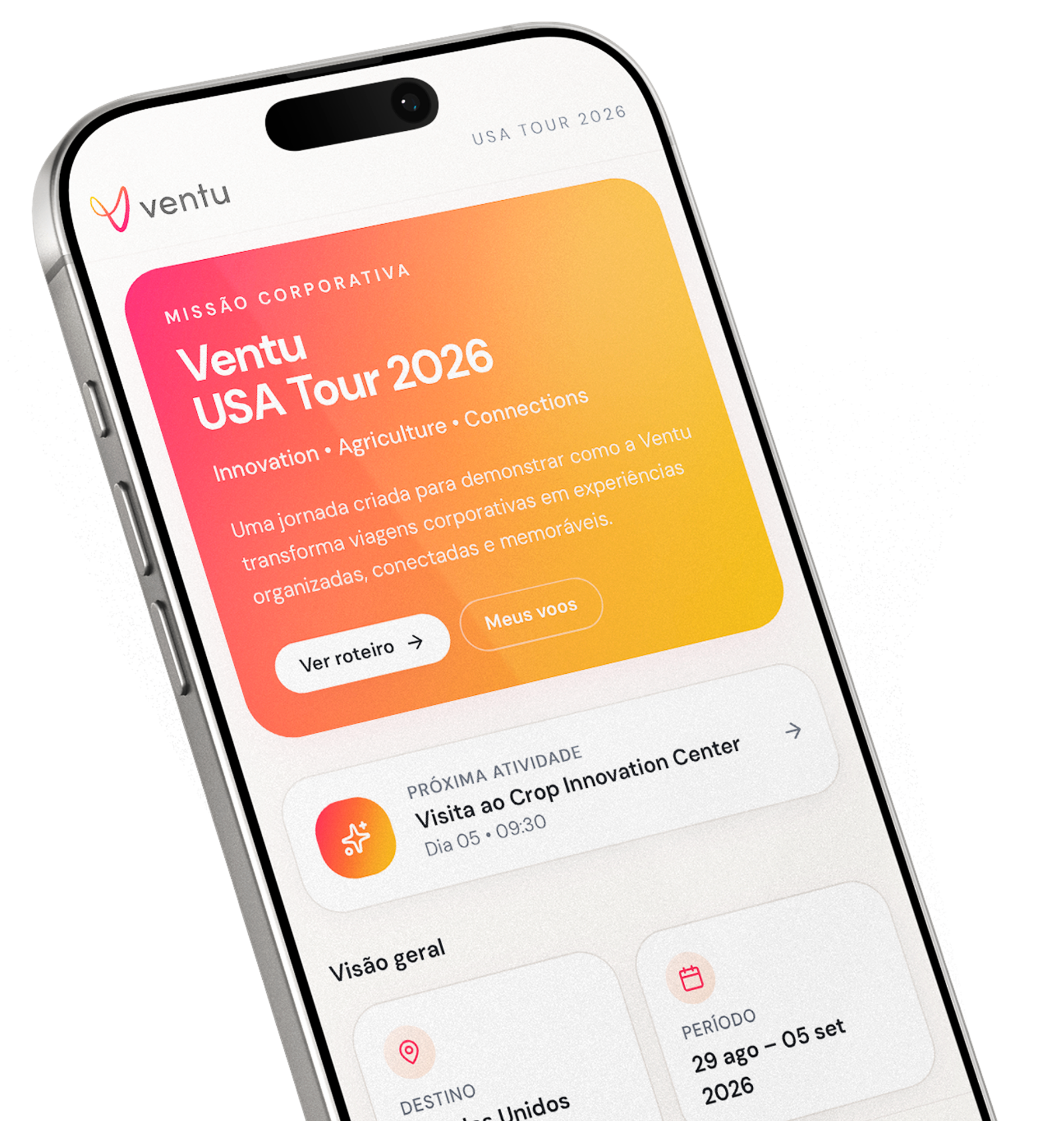 Tela do App Ventu personalizado para o projeto do cliente